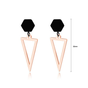 Simple and Fashion Plated Rose Gold Geometric Titanium Steel Earrings - Glamorousky