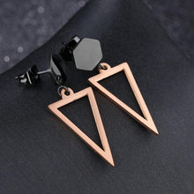 Load image into Gallery viewer, Simple and Fashion Plated Rose Gold Geometric Titanium Steel Earrings - Glamorousky