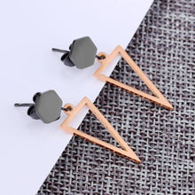 Load image into Gallery viewer, Simple and Fashion Plated Rose Gold Geometric Titanium Steel Earrings - Glamorousky