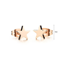 Load image into Gallery viewer, Simple and Fashion Plated Rose Gold Star Titanium Steel Stud Earrings - Glamorousky