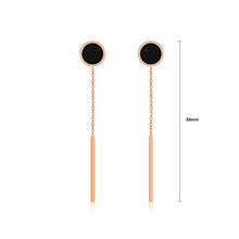 Load image into Gallery viewer, Simple Temperament Plated Rose Gold Geometric Round Tassel Titanium Steel Earrings - Glamorousky
