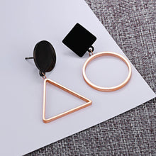 Load image into Gallery viewer, Simple Personality Plated Rose Gold Titanium Steel Geometric Round Triangle Asymmetric Earrings - Glamorousky