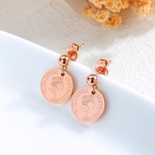 Load image into Gallery viewer, Elegant and Fashion Plated Rose Gold Elizabeth Coin Titanium Steel Stud Earrings - Glamorousky