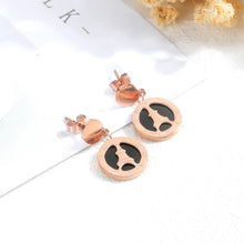 Load image into Gallery viewer, Simple Temperament Plated Rose Gold Titanium Steel Roman Numerals Geometric Round Stud Earrings - Glamorousky