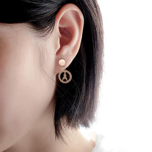 Simple Temperament Plated Rose Gold Titanium Steel Roman Numerals Geometric Round Stud Earrings - Glamorousky
