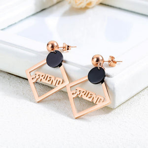 Simple and Fashion Plated Rose Gold Geometric Square Titanium Steel Earrings - Glamorousky