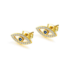 Load image into Gallery viewer, Fashion and Simple Plated Gold Devil&#39;s Eye Earrings with Blue Cubic Zircon - Glamorousky