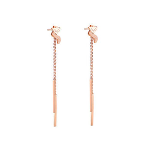 Fashion and Simple Plated Rose Gold Titanium Steel Fox Tassel Earrings - Glamorousky