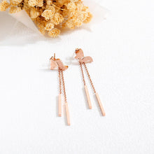 Load image into Gallery viewer, Fashion and Simple Plated Rose Gold Titanium Steel Fox Tassel Earrings - Glamorousky
