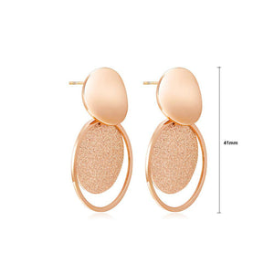 Simple and Fashion Plated Rose Gold Geometric Round Titanium Steel Earrings - Glamorousky
