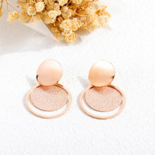 Load image into Gallery viewer, Simple and Fashion Plated Rose Gold Geometric Round Titanium Steel Earrings - Glamorousky