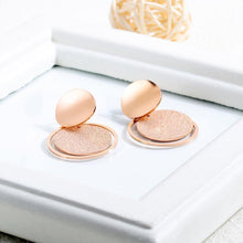Load image into Gallery viewer, Simple and Fashion Plated Rose Gold Geometric Round Titanium Steel Earrings - Glamorousky