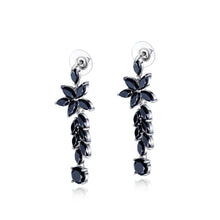 Load image into Gallery viewer, Fashion and Elegant Flower Tassel Earrings with Black Cubic Zircon - Glamorousky