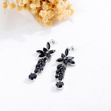 Load image into Gallery viewer, Fashion and Elegant Flower Tassel Earrings with Black Cubic Zircon - Glamorousky