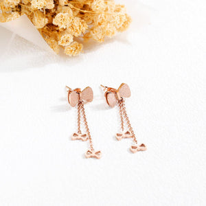 Fashion and Simple Plated Rose Gold Ribbon Tassel Titanium Steel Earrings - Glamorousky
