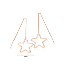Load image into Gallery viewer, Simple and Fashion Plated Rose Gold Hollow Star Tassel Titanium Steel Earrings - Glamorousky