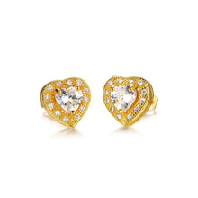 Load image into Gallery viewer, Fashion and Romantic Plated Gold Heart-shaped Stud Earrings with Cubic Zircon - Glamorousky