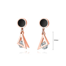 Load image into Gallery viewer, Simple and Fashion Plated Rose Gold Geometric Round Triangle Titanium Steel Earrings with Cubic Zirconia - Glamorousky