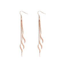Load image into Gallery viewer, Simple Personality Plated Rose Gold Titanium Steel Geometric Corrugated Tassel Earrings - Glamorousky