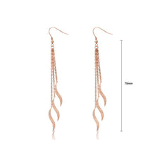 Load image into Gallery viewer, Simple Personality Plated Rose Gold Titanium Steel Geometric Corrugated Tassel Earrings - Glamorousky