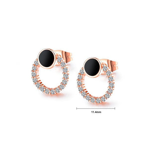 Fashion Simple Plated Rose Gold Geometric Hollow Round Earrings with Cubic Zirconia - Glamorousky