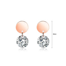 Load image into Gallery viewer, Simple and Fashion Plated Rose Gold Geometric Round Titanium Steel Stud Earrings with Cubic Zirconia - Glamorousky