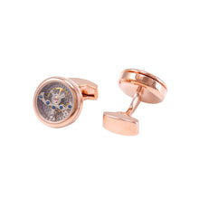 Load image into Gallery viewer, Fashion High-end Plated Rose Gold Balance Wheel Movement Men&#39;s Cufflinks