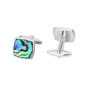 Fashion High-end Geometric Square Cufflinks with Colorful Shells