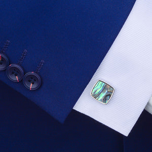 Fashion High-end Geometric Square Cufflinks with Colorful Shells
