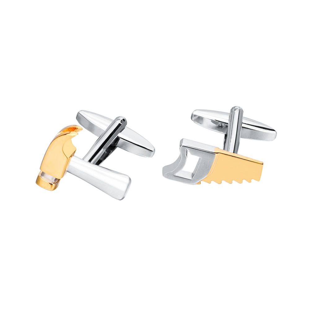 Fashion High-end Personality Tool Saw Hammer Double Color Cufflinks
