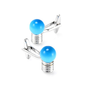 Fashion Personality Light Bulb Blue Opal Cufflinks