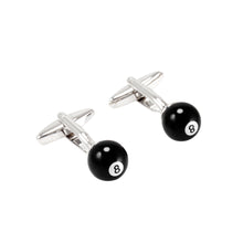 Load image into Gallery viewer, Simple Personality Black No. 8 Billiard Cufflinks