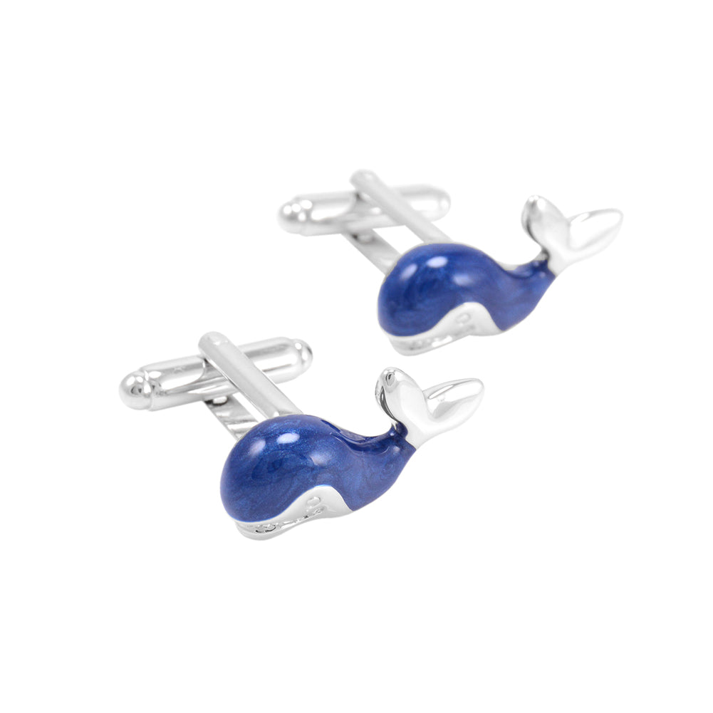 Fashionable Simple Blue Dolphin Cufflinks