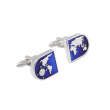 Load image into Gallery viewer, Fashion High-end Blue World Map Pattern Cufflinks