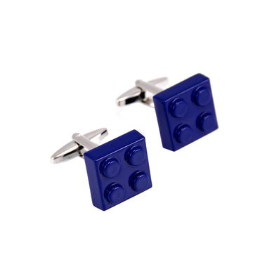 Simple Personality Blue Square Building Block Cufflinks