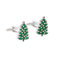 Load image into Gallery viewer, Simple Romantic Christmas Tree Cufflinks with Cubic Zirconia