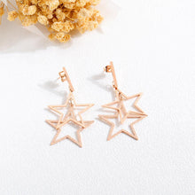 Load image into Gallery viewer, Simple and Fashion Plated Rose Gold Hollow Stars Titanium Steel Earrings - Glamorousky
