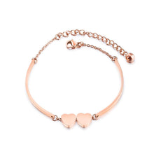 Load image into Gallery viewer, Simple and Romantic Plated Rose Gold Double Heart-shaped Titanium Steel Bracelet - Glamorousky