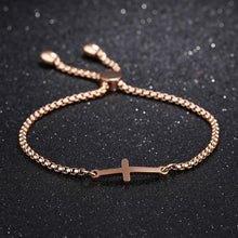 Load image into Gallery viewer, Simple Classic Plated Rose Gold Cross Titanium Steel Bracelet - Glamorousky