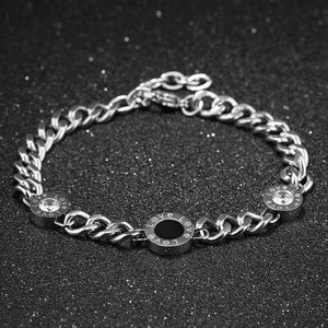 Fashion and Elegant LOVE Geometric Round Titanium Steel Bracelet with Cubic Zircon - Glamorousky