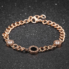 Load image into Gallery viewer, Fashion and Elegant Plated Rose Gold LOVE Geometric Round Titanium Steel Bracelet with Cubic Zirconia - Glamorousky