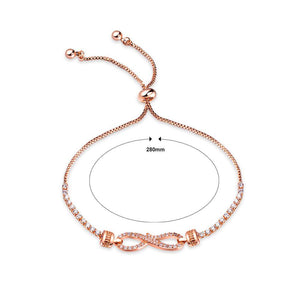 Fashion Simple Plated Rose Gold Infinite Symbol Round Bead Bracelet with Cubic Zirconia - Glamorousky