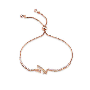Simple and Elegant Plated Rose Gold Butterfly Bracelet with Cubic Zirconia - Glamorousky
