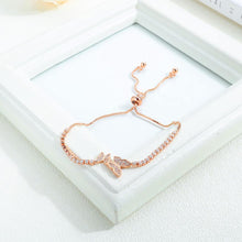 Load image into Gallery viewer, Simple and Elegant Plated Rose Gold Butterfly Bracelet with Cubic Zirconia - Glamorousky