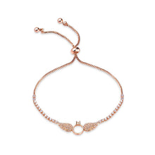 Load image into Gallery viewer, Fashion and Simple Plated Rose Gold Angel Wings Bracelet with Cubic Zirconia - Glamorousky