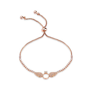 Fashion and Simple Plated Rose Gold Angel Wings Bracelet with Cubic Zirconia - Glamorousky