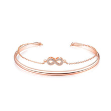 Load image into Gallery viewer, Fashion and Elegant Plated Rose Gold Infinity Symbol Cubic Zirconia Bangle - Glamorousky