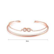 Load image into Gallery viewer, Fashion and Elegant Plated Rose Gold Infinity Symbol Cubic Zirconia Bangle - Glamorousky