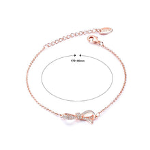 Load image into Gallery viewer, Simple and Elegant Plated Rose Gold Ribbon Cubic Zirconia Bracelet - Glamorousky