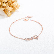 Load image into Gallery viewer, Simple and Elegant Plated Rose Gold Ribbon Cubic Zirconia Bracelet - Glamorousky